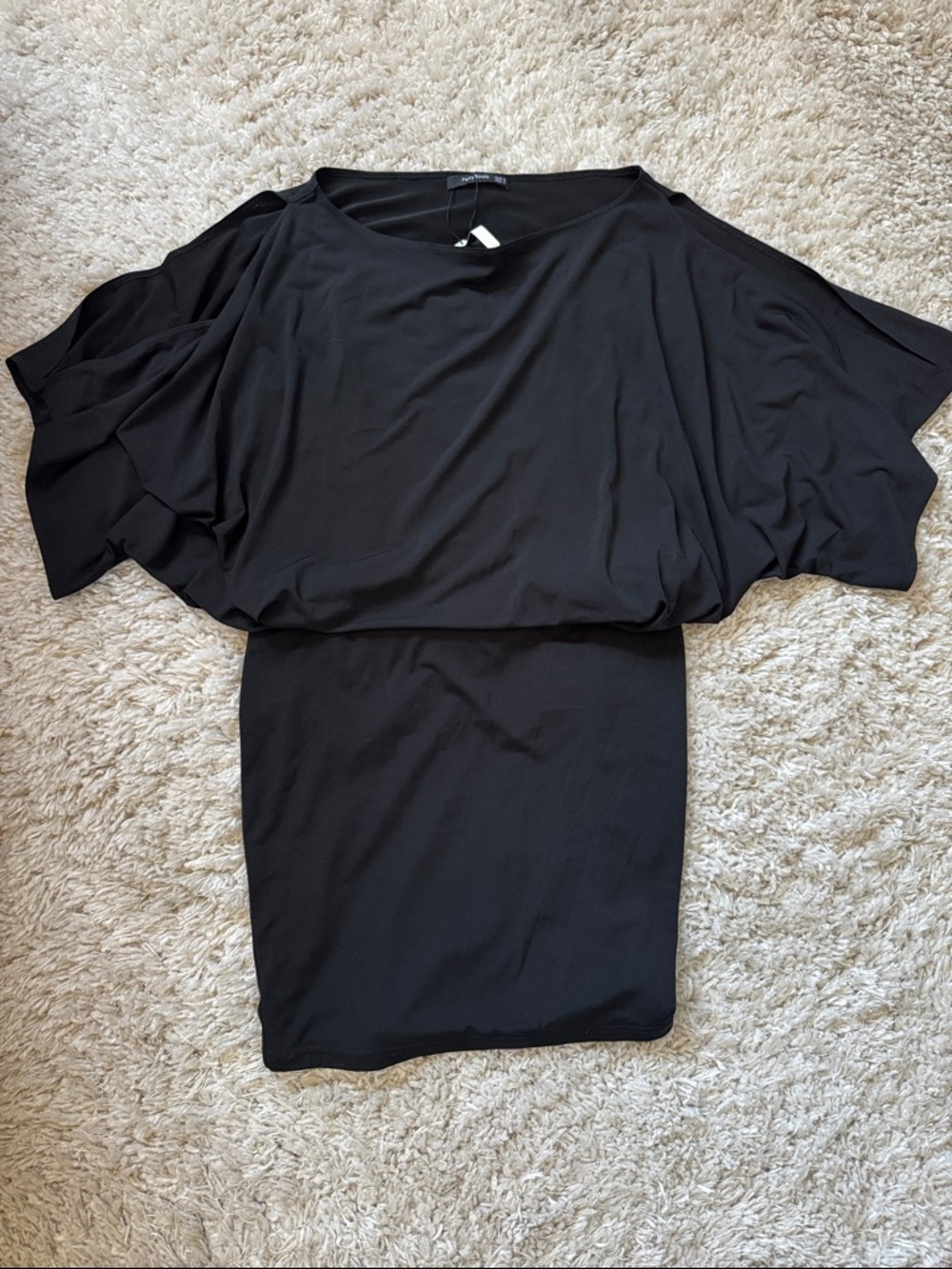 Black dress with short sleeve cold shoulder